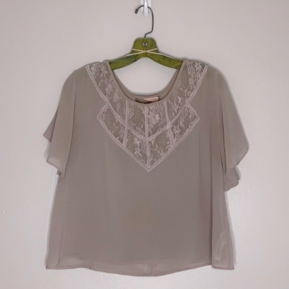 Forever 21 sheer crop butterfly wing sleeve top medium women’s - Picture 1 of 8